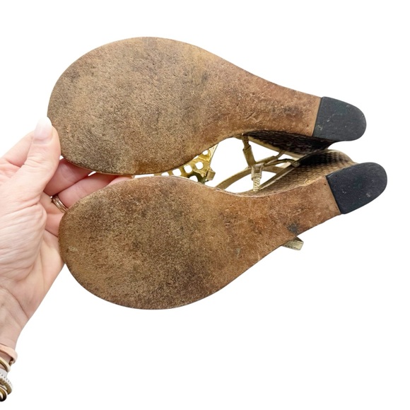 Lilly Pulitzer Gold Woven Wedge Sandals Size 8 - Picture 6 of 8